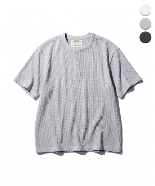 [3COLORS] вафельная футболка хенли USAFA с коротким рукавом