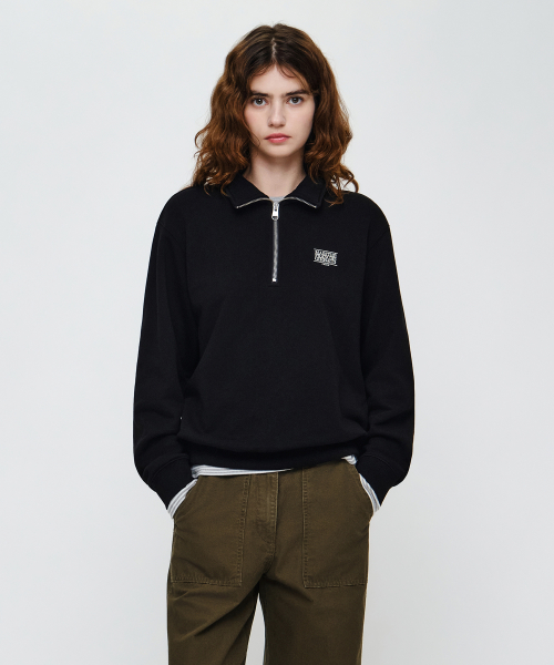 SMALL CLASSIC LOGO HALF ZIPUP SWEATSHIRT black