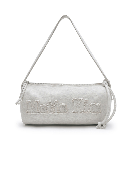 APPLIQUE LOGO JERSEY DUFFLE BAG IN LIGHT BEIGE