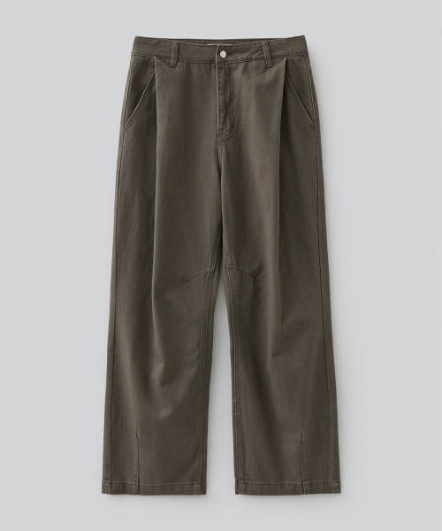 Vertical one-tuck chino pants (Khaki Brown)