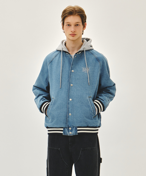 CLASSIC LOGO RAGLAN DENIM VARSITY JACKET light blue