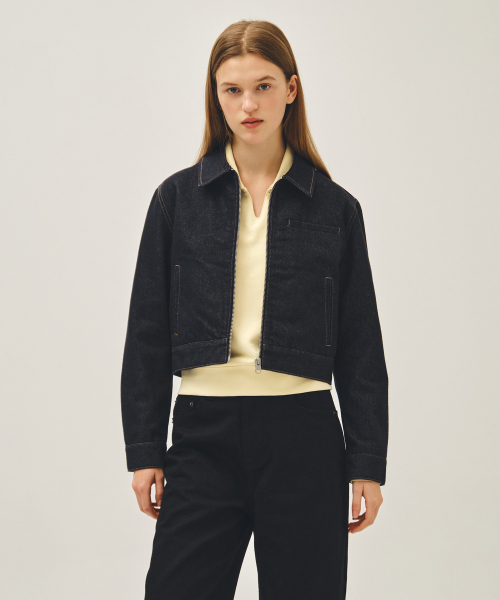 W CROP DENIM BLOUSON JACKET indigo