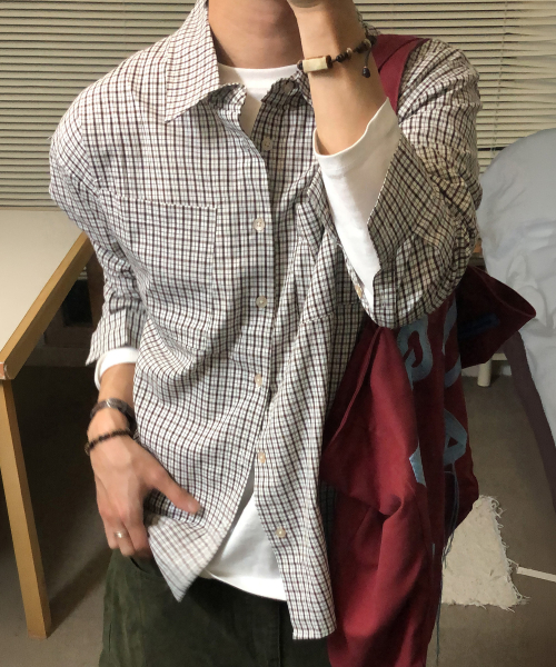 HARBOR GINGHAM CHECK CROP SHIRT [BROWN BEIGE]