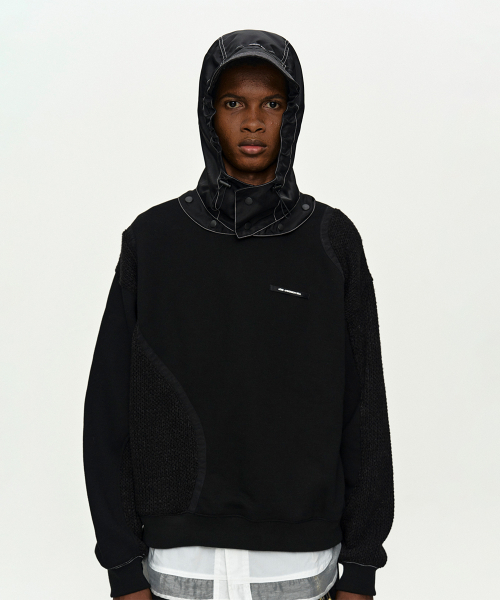 DETACHABLE BALACLAVA SWEATSHIRT atb1424m(BLACK)