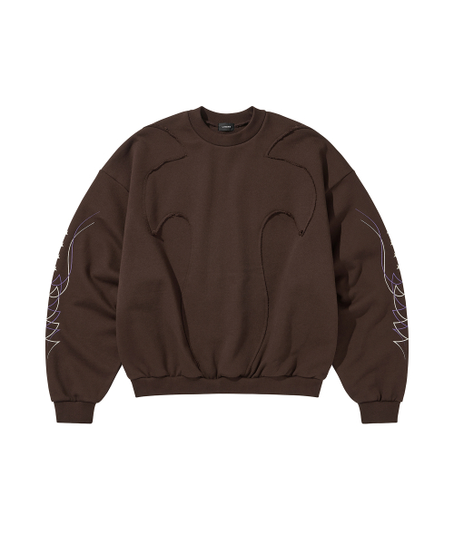 WESTERN FLAME CREWNECK SWEAT / BROWN