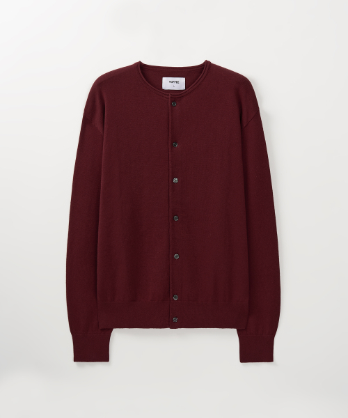 CUT-OFF ROUND NECK CARDIGAN (RED)