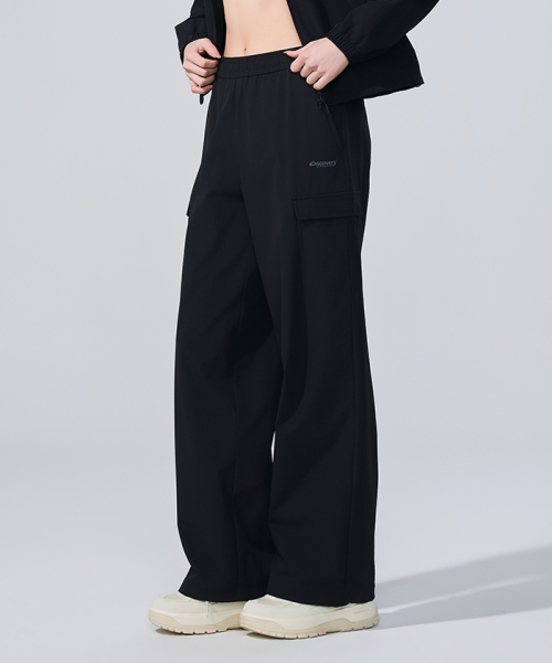 Женские эластичные брюки-карго semi-wide (BLACK)
