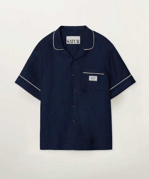 Homewear Open Collar Half Shirt Navy
