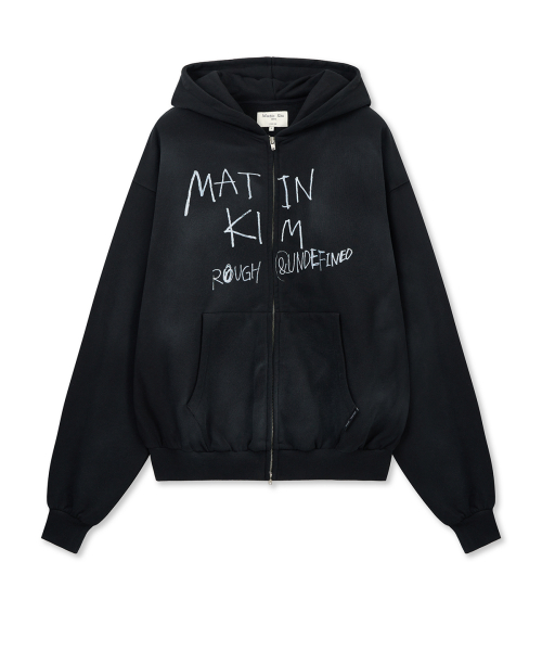 MUSINSA公式 | MATIN KIM VINTAGE WASHED GRAFFITI HOODY ZIP UP IN BLACK