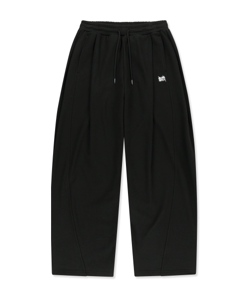 TAG TWO TUCK WIDE SWEAT PANTS - чёрный