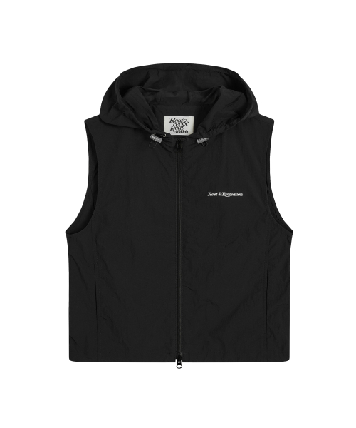 NYLON HOOD VEST+GYM SACK SET - чёрный