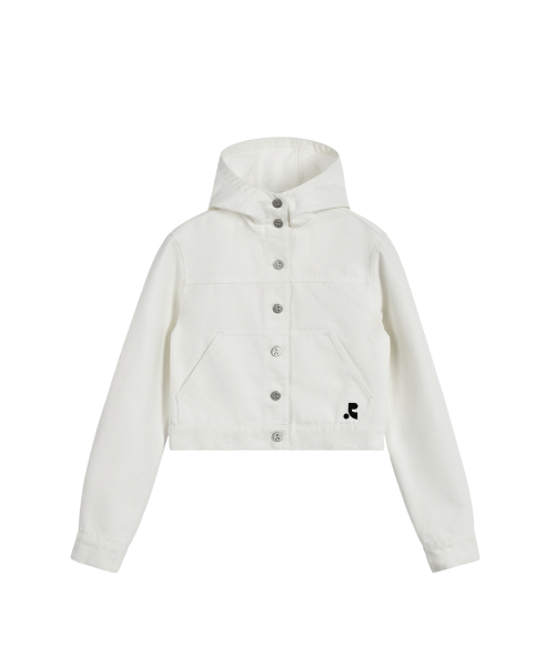 DENIM HOOD JACKET - белый