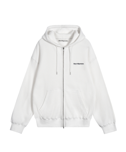 STITCH WAFFLE HOOD ZIP-UP - белый