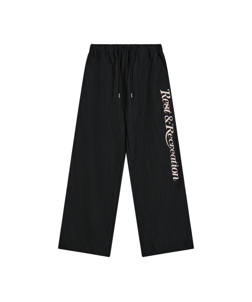 WIDE NYLON PANTS - чёрный