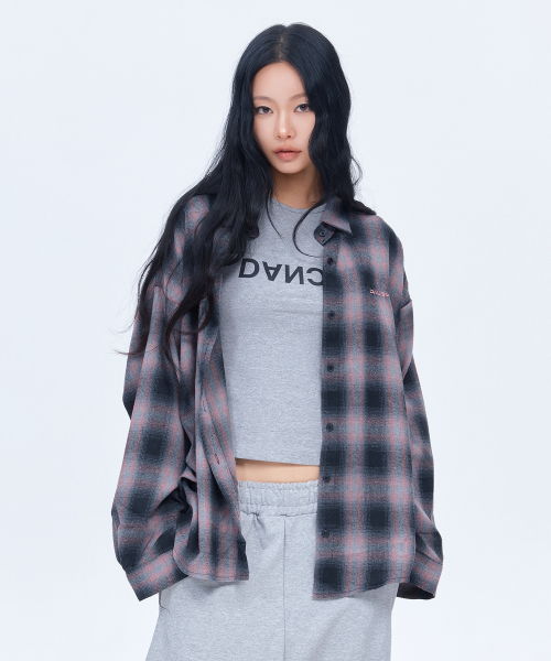 (DUC) Logo ombre checkshirt Pink