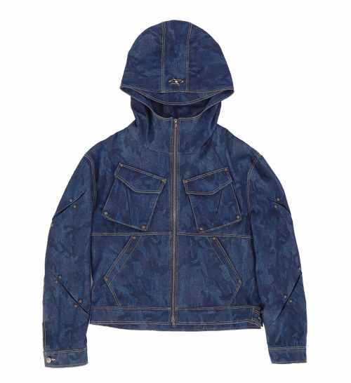 SCAR HOOD DENIM JACKET [INDIGO CAMO]