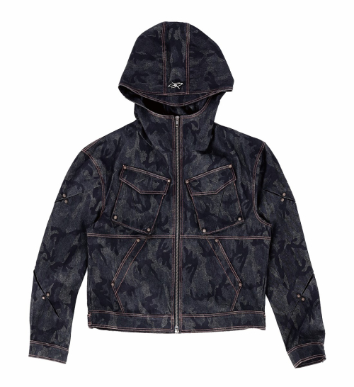 SCAR HOOD DENIM JACKET [чёрный CAMO]