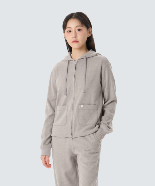 Женское трикотажное худи на молнии (S26SWFFJ31) Sand Beige