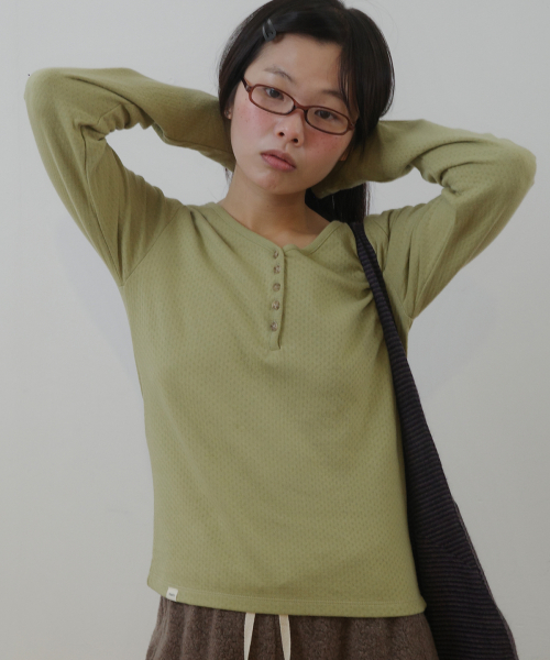 Lustic button long sleeve, green