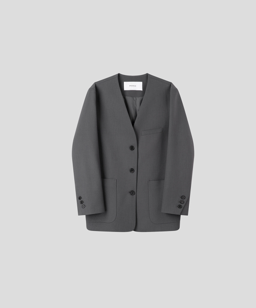 Минималистичный жакет без воротника [Charcoal]