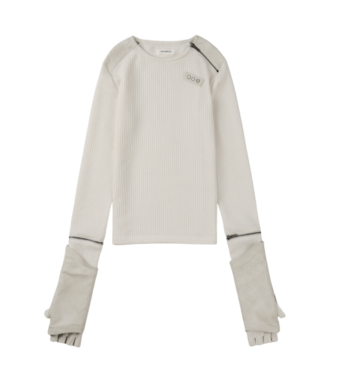 Detachable Zipper Leather Top (Ivory)
