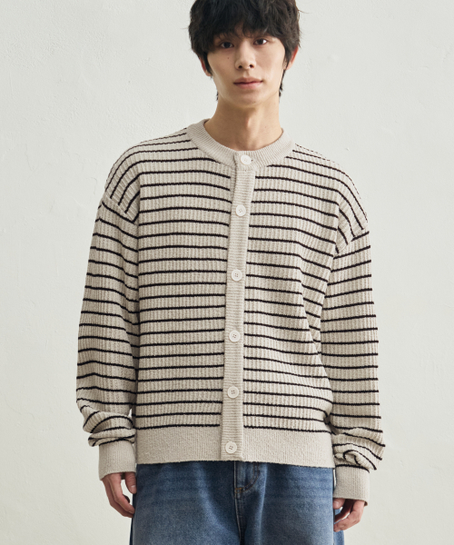 Кардиган Low Stripe Crop вязаный (Cream Beige)