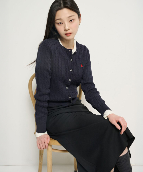 Тонкий кабельный кардиган Essential Cotton, Navy (BF615AE02R)
