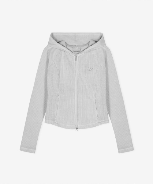NBMDG2W322 / WOMEN Мягкая худи в рубчик на двух молниях (LIGHT GRAY)