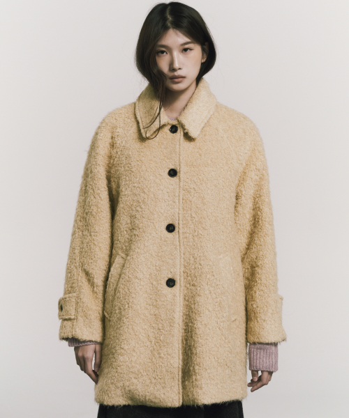 NICOLE BOUCLE WOOL HALF COAT_BEIGE