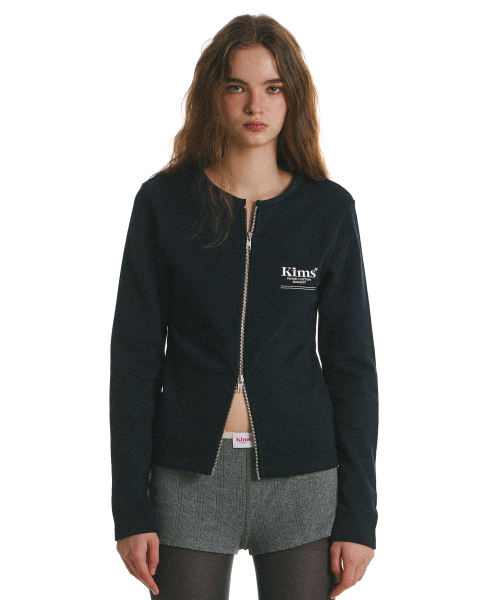 Mini Bam Line Zip Cardigan Navy