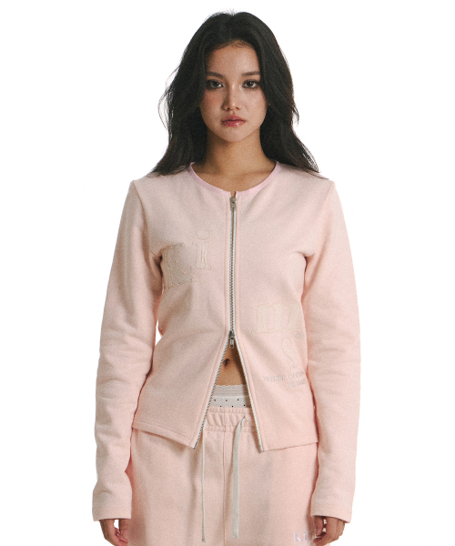 Messy Alpha App Zip Cardigan Pink