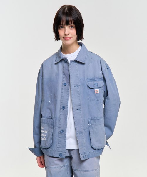 WASHED 3 POCKET JACKET-BLUE