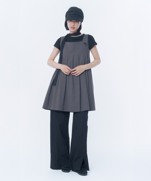 ワンピース MISEKI SEOUL Pleats button doll dress MUSINSA | MISEKI SEOUL Pleats button doll dress CHARCOAL