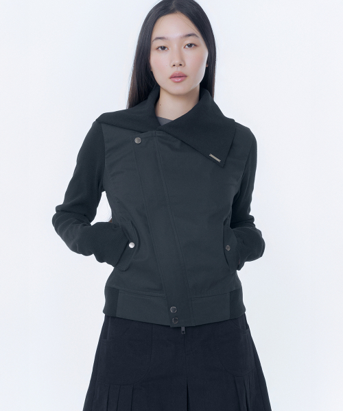 Slash ribbed jacket BLACK