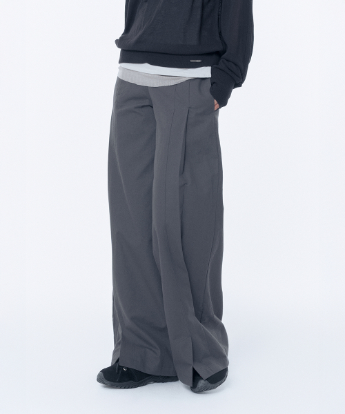 Side fly wide pants CHARCOAL