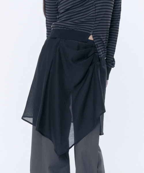 Button Layered Wrap Skirt