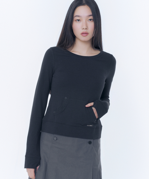 Button pocket long sleeve BLACK