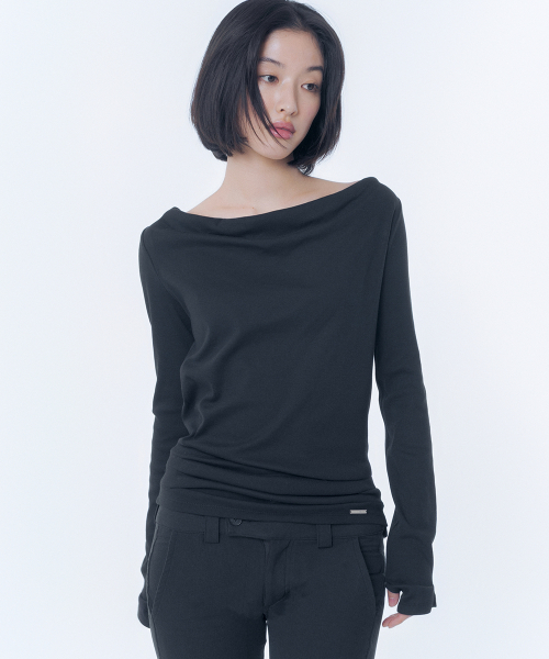 미세키서울(MISEKI SEOUL) Cowl hoodie long sleeve BLACK - 사이즈
