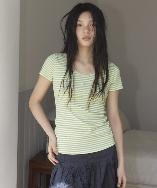 daisy dust stripe t-shirt_green
