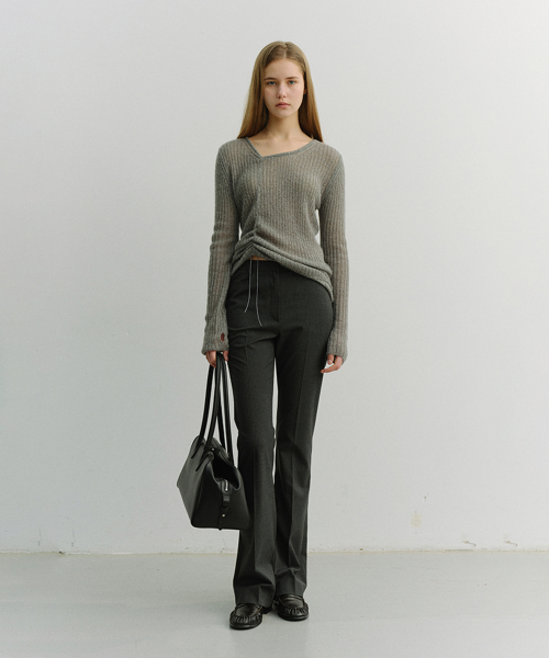 SEMI BOOT-CUT SLIM SLACKS_UDPA6A201_CHARCOAL STRIPE