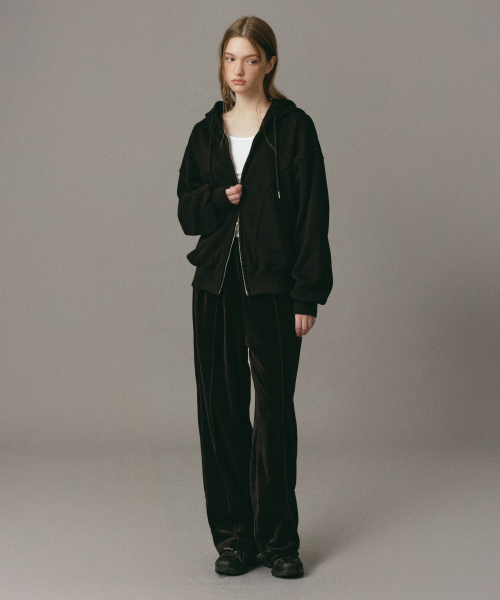 Velvet Straight Pants Black