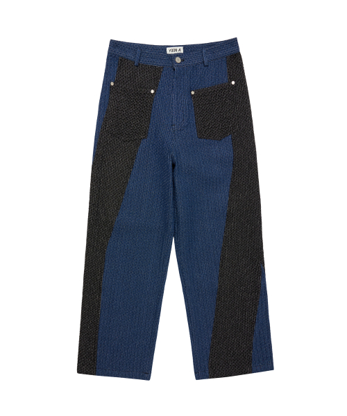 YA Pattern Color-Block Denim Pants