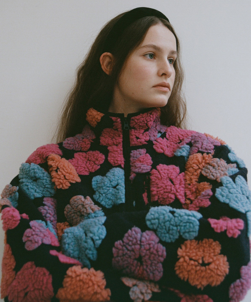 FLOWER FLEECE - NAVY