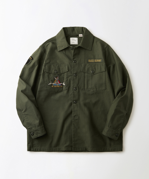 [LOONEY TUNES] WAPPEN FATIGUE SHIRT_OLIVE GREEN