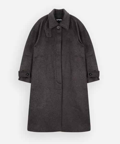 HIGH NECK COAT - CHARCOAL BROWN