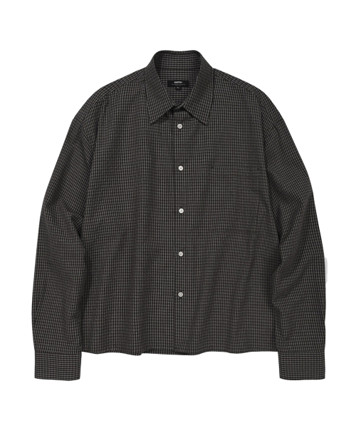 카네이테이 HERITAGE MINIMAL CROPPED CHECK SHIRTS (CHARCOAL)