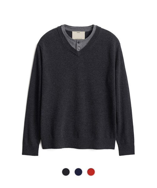 Double Layered Henryneck Knit - 3 Color
