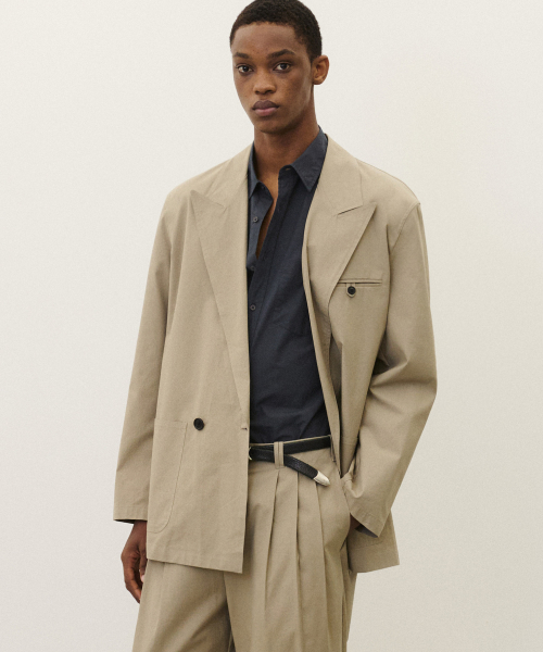 Двубортный блейзер из мягкого хлопка Dusty Grey