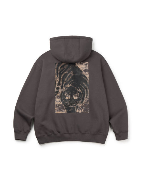 (На флисе) Tiger Hoodie Zip-up (Charcoal)
