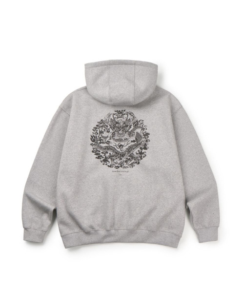 (С начесом) Vintage Dragon Hoodie Zip-up (Gray)
